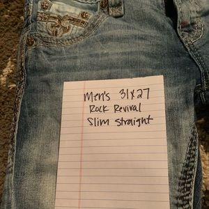 Men’s Rock Revival Jeans 31x27 x short length!